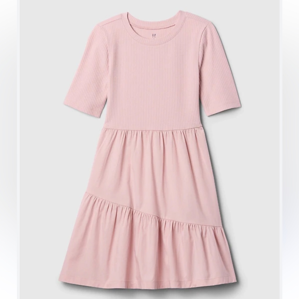 Gap Kids Ribbed Tier Pink Dress